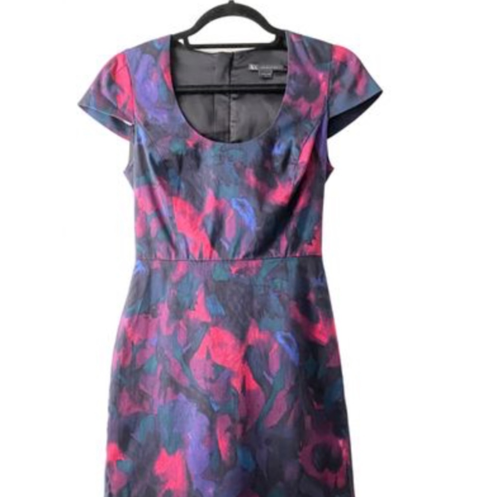 A/X Armani Exchange Multicolor Cotton Blend Scoop Neck Zip Sheath Dress Sz 2
